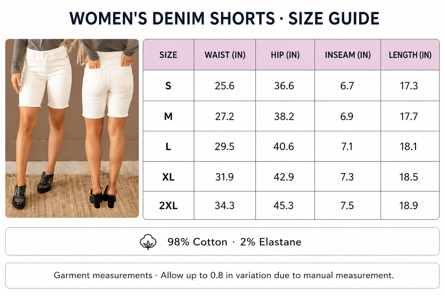 Women's Stretch Denim Shorts – Style 26055
